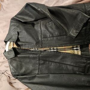 Kids VINTAGE BURBERRY Black Leather Jacket